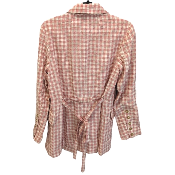 NWT Free People Olivia Gingham Blazer Pink Size Small - Picture 8 of 13